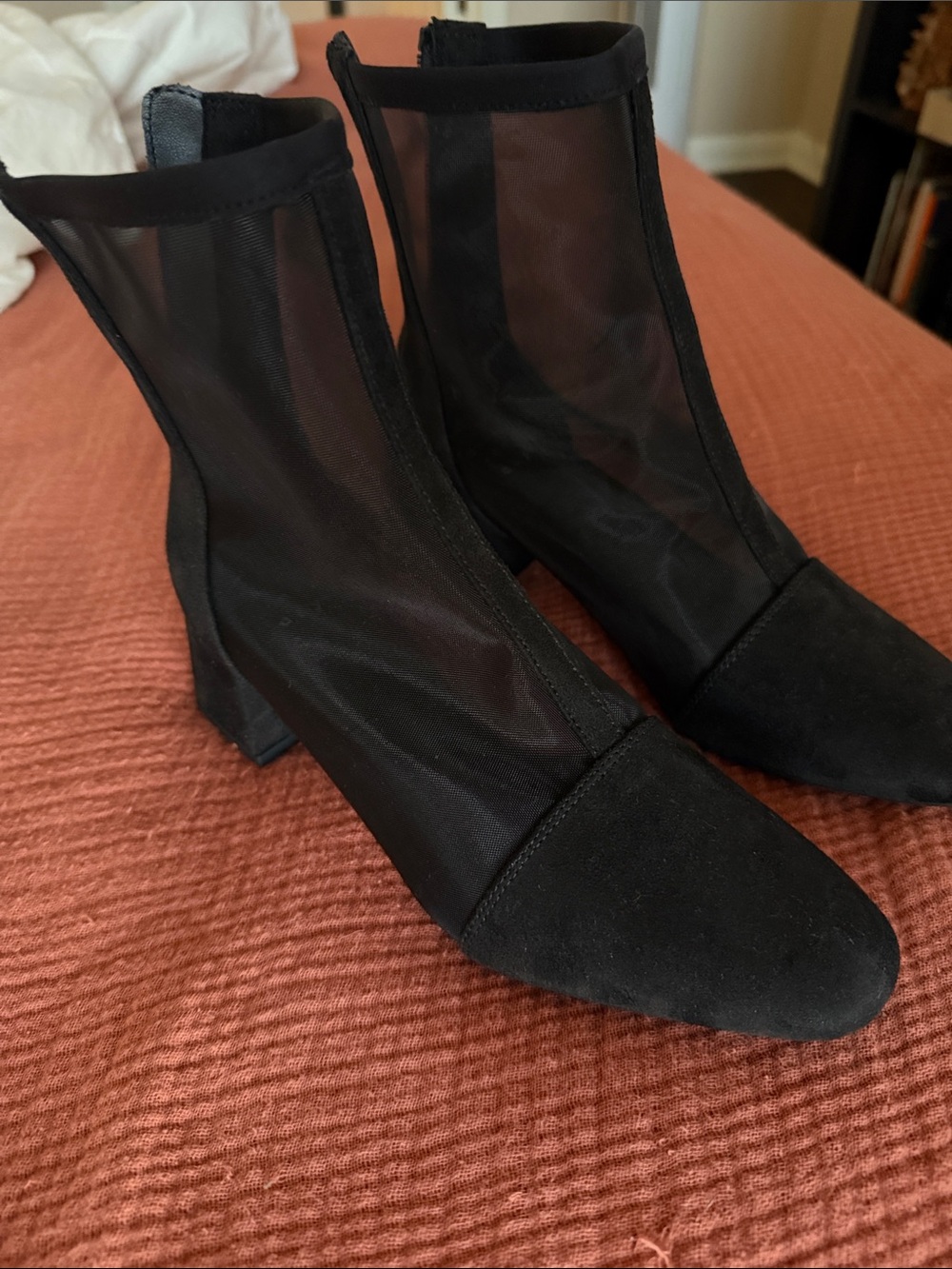 a new day Black Sheer Mesh Ankle Boots
